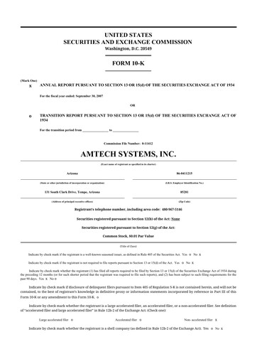 Thumbnail Amtech Systems 10-K Annual Report 