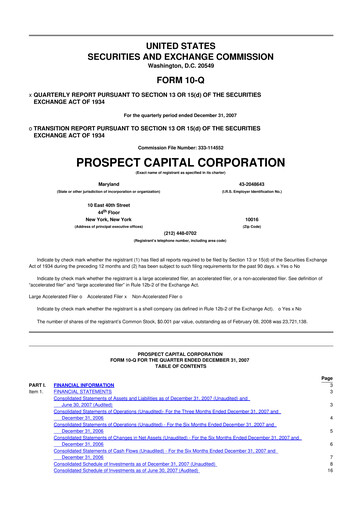 Thumbnail Prospect Capital 10-Q Quarterly Report FY 