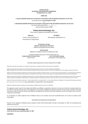Thumbnail Vishay Intertechnology
 10-K Annual Report 
