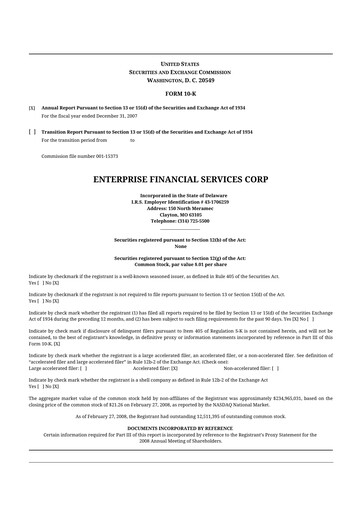 Vorschaubild Enterprise Financial Services Corp 10-K Jahresbericht 