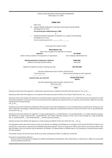 Thumbnail Ross Stores 10-K Annual Report 