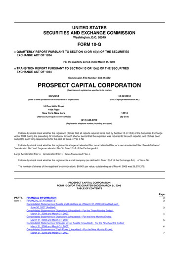 Thumbnail Prospect Capital 10-Q Quarterly Report FY 
