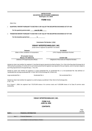 Thumbnail Vishay Intertechnology
 10-Q Quarterly Report FY 