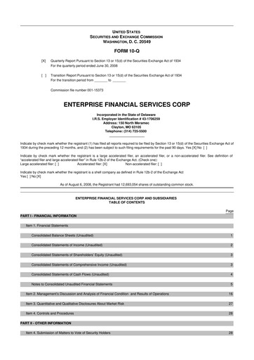Thumbnail Enterprise Financial Services Corp 10-Q Quarterly Report FY 