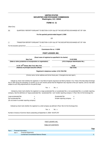 Thumbnail Foot Locker
 10-Q Quarterly Report FY 