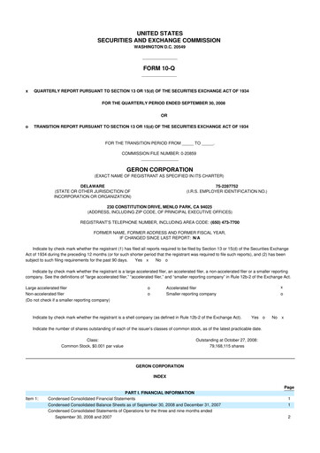 Thumbnail Geron 10-Q Quarterly Report FY 