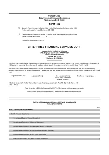 Thumbnail Enterprise Financial Services Corp 10-Q Quarterly Report FY 