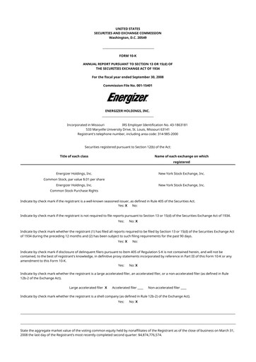 Thumbnail Edgewell Personal Care
 10-K Annual Report 