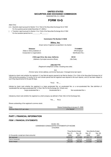 Miniature Xilinx 10-Q Rapport trimestriel  