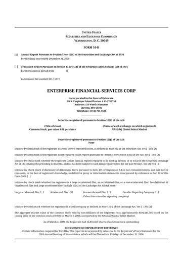 Vorschaubild Enterprise Financial Services Corp 10-K Jahresbericht 