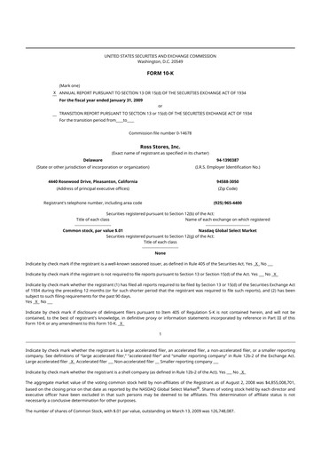 Thumbnail Ross Stores 10-K Annual Report 