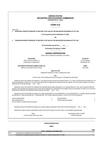 Thumbnail Geron 10-Q Quarterly Report FY 