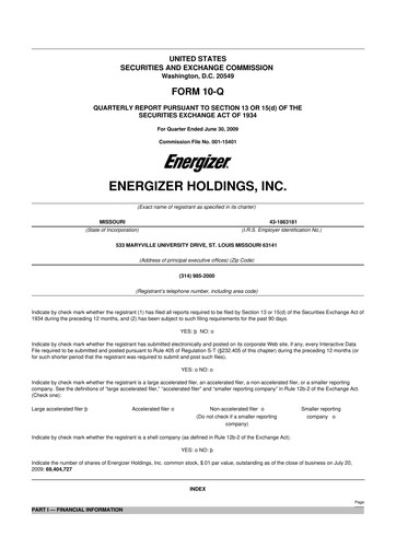 Thumbnail Edgewell Personal Care
 10-Q Quarterly Report FY 