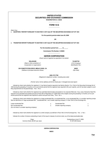 Thumbnail Geron 10-Q Quarterly Report FY 