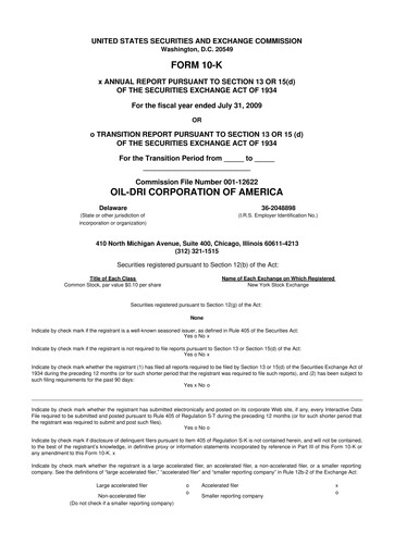 Thumbnail Oil-Dri Corporation Of America
 10-K Annual Report 