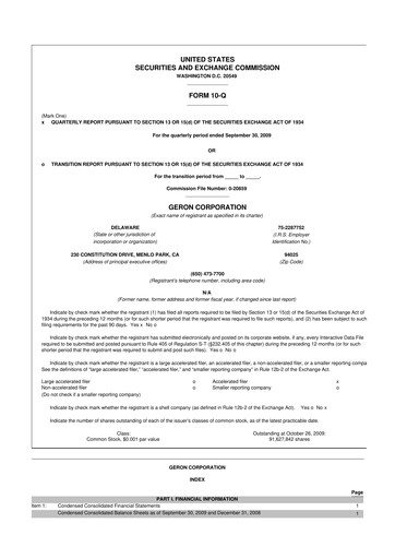 Thumbnail Geron 10-Q Quarterly Report FY 