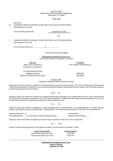 Thumbnail Regeneron Pharmaceuticals 10-Q Quarterly Report FY 