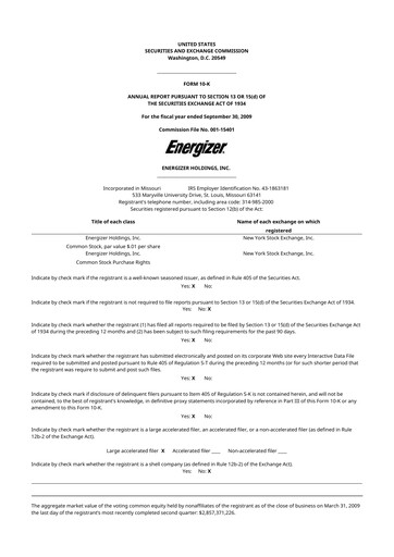 Thumbnail Edgewell Personal Care
 10-K Annual Report 