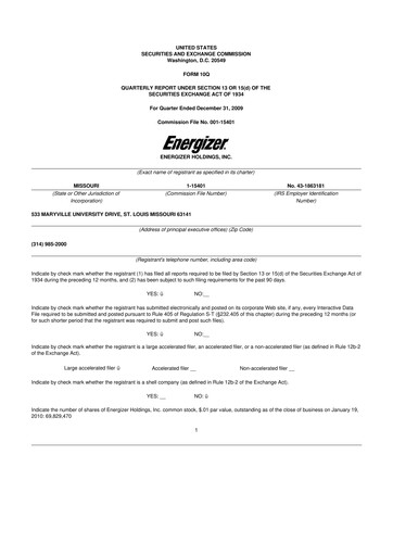 Thumbnail Edgewell Personal Care
 10-Q Quarterly Report FY 