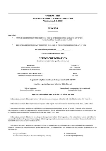 Thumbnail Geron 10-K Annual Report 