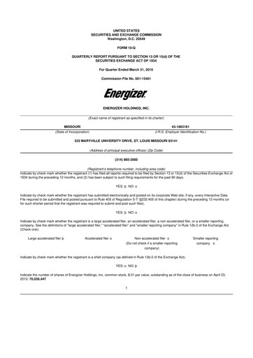 Thumbnail Edgewell Personal Care
 10-Q Quarterly Report FY 