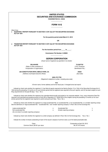 Thumbnail Geron 10-Q Quarterly Report FY 
