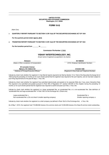 Thumbnail Vishay Intertechnology
 10-Q Quarterly Report FY 