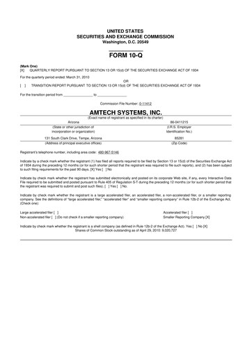 Thumbnail Amtech Systems 10-Q Quarterly Report FY 