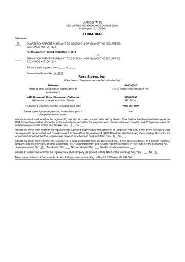 Thumbnail Ross Stores 10-Q Quarterly Report FY2010 