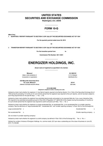 Thumbnail Edgewell Personal Care
 10-Q Quarterly Report FY 