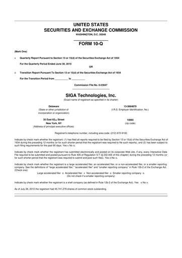 Thumbnail SIGA Technologies 10-Q Quarterly Report FY 
