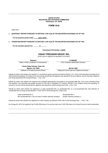 Thumbnail Vishay Precision Group
 10-Q Quarterly Report FY 