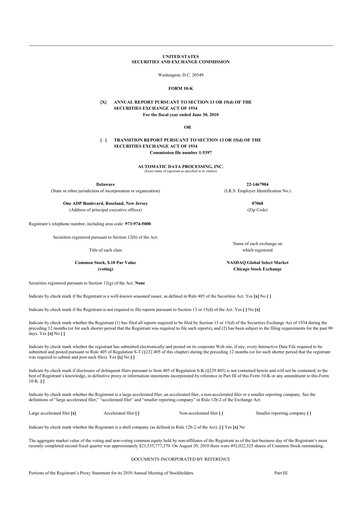 Vorschaubild Automatic Data Processing 10-K Jahresbericht 2010