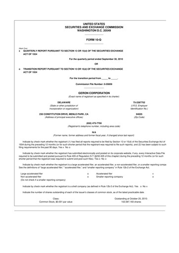 Thumbnail Geron 10-Q Quarterly Report FY 