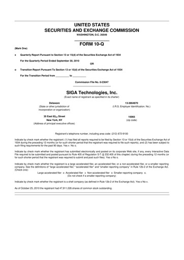 Thumbnail SIGA Technologies 10-Q Quarterly Report FY 