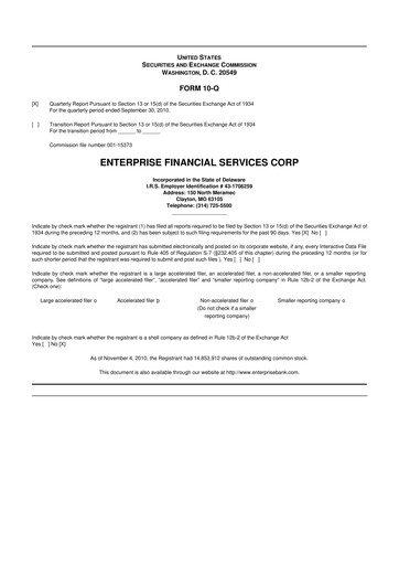 Thumbnail Enterprise Financial Services Corp 10-Q Quarterly Report FY 