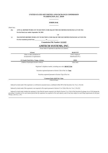 Thumbnail Amtech Systems 10-K Annual Report 