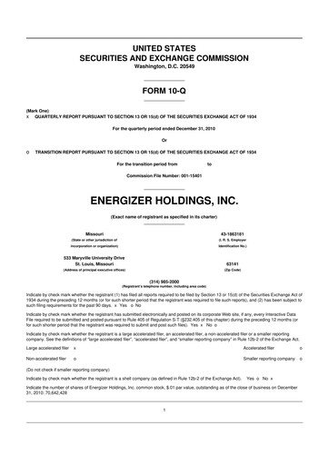 Thumbnail Edgewell Personal Care
 10-Q Quarterly Report FY2011 