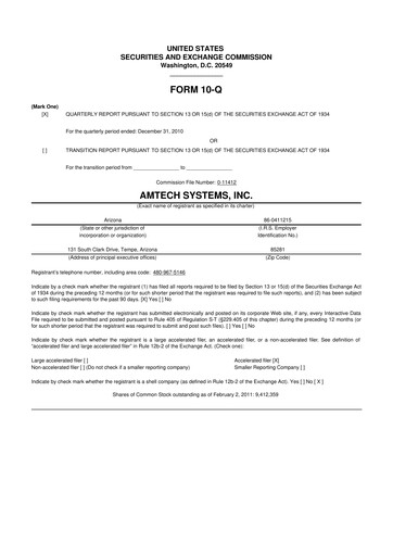 Thumbnail Amtech Systems 10-Q Quarterly Report FY 