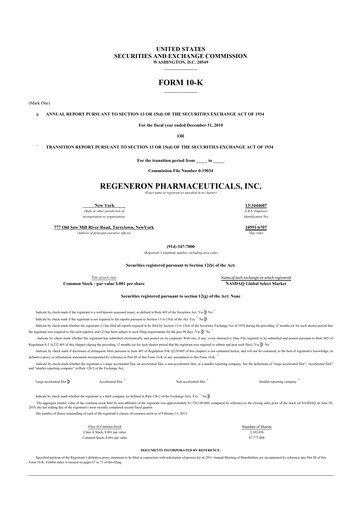 Thumbnail Regeneron Pharmaceuticals 10-K Annual Report 2010