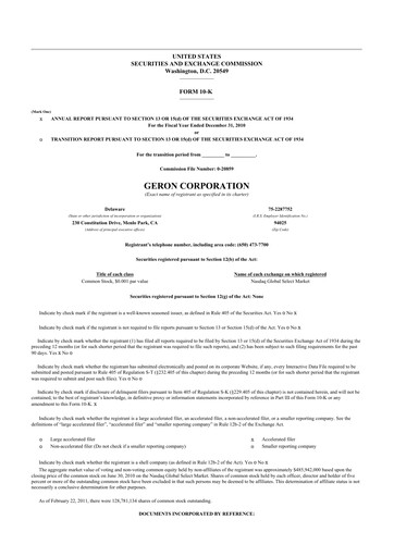 Thumbnail Geron 10-K Annual Report 