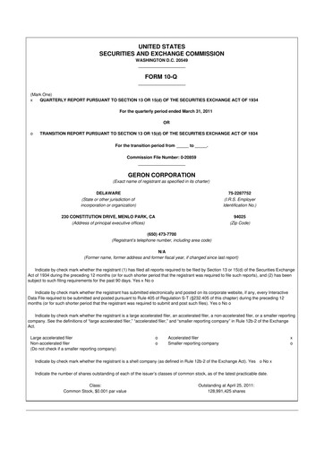 Thumbnail Geron 10-Q Quarterly Report FY 