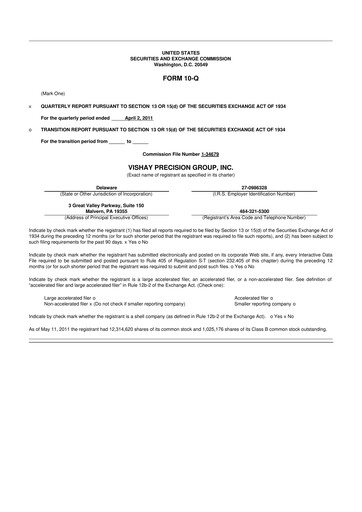 Thumbnail Vishay Precision Group
 10-Q Quarterly Report FY 