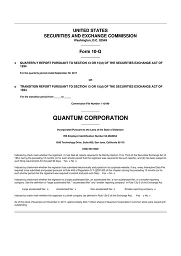 Thumbnail Quantum Corporation 10-Q Quarterly Report FY2012 