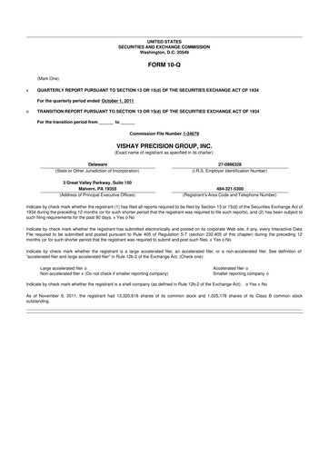 Thumbnail Vishay Precision Group
 10-Q Quarterly Report FY2011 