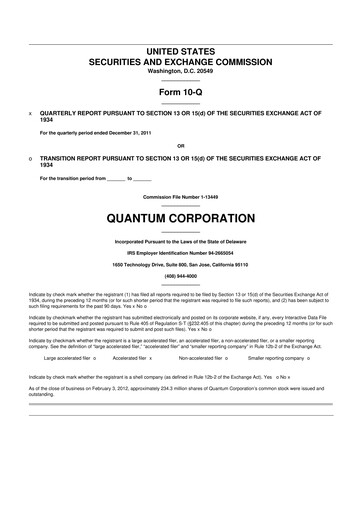Thumbnail Quantum Corporation 10-Q Quarterly Report FY2012 