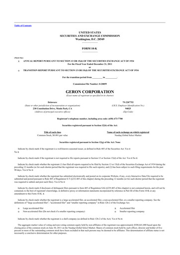 Thumbnail Geron 10-K Annual Report 2011