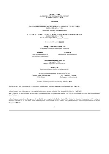 Thumbnail Vishay Precision Group
 10-K Annual Report 2011