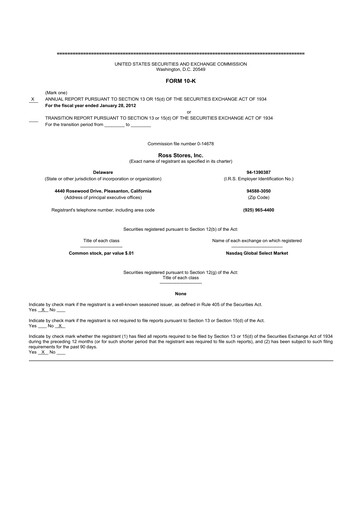 Thumbnail Ross Stores 10-K Annual Report 2011