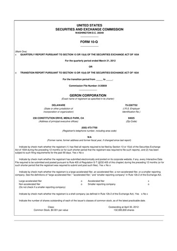 Thumbnail Geron 10-Q Quarterly Report FY2012 